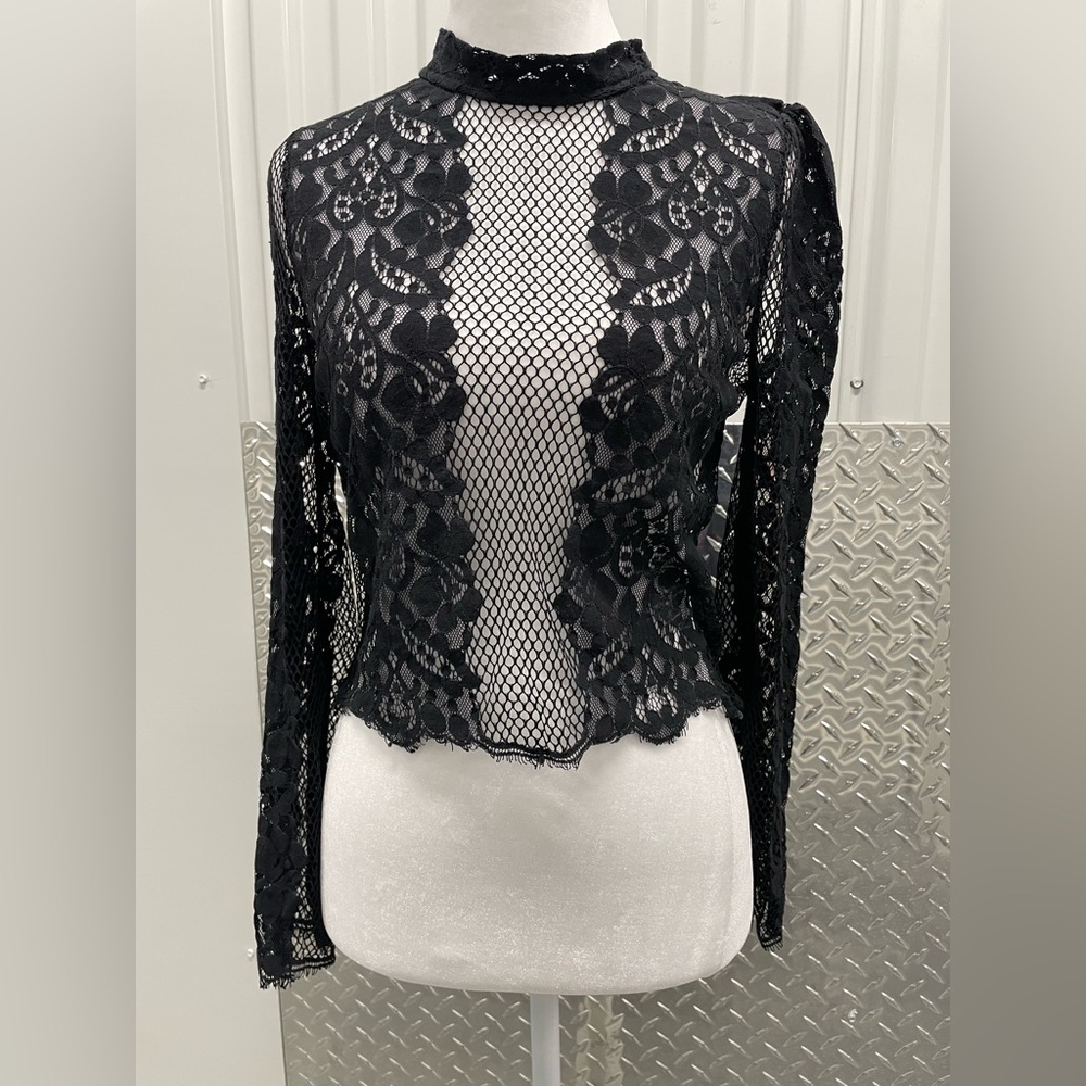 Lily Rose Black Lace Blouse